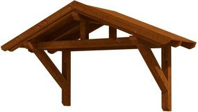 Skan Holz Haustür-Vordach Stralsund 1 aus nordischer Fichte, Farbe Nussbaum braun, Breite: 289 cm, Tiefe: 116 cm - Bild 1