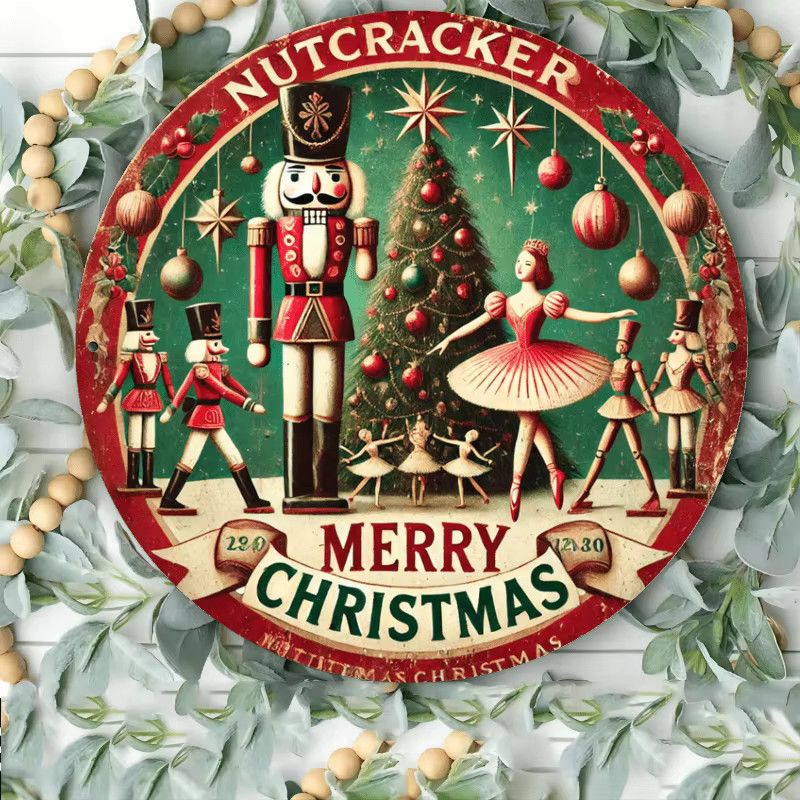 Potdemiel Weihnachts-Wandschild aus Metall mit Nussknacker-Motiv, rund, Multicolor, Durchmesser: 20,3 cm - Bild 3