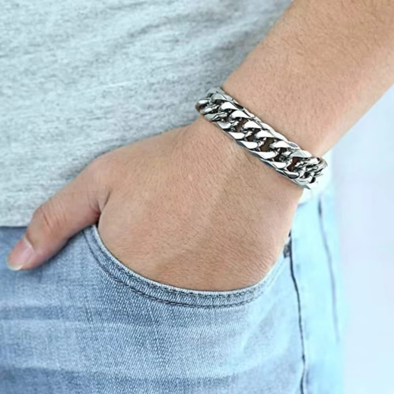 HIYEE Armband Edelstahl, Silber, Herren - Bild 2