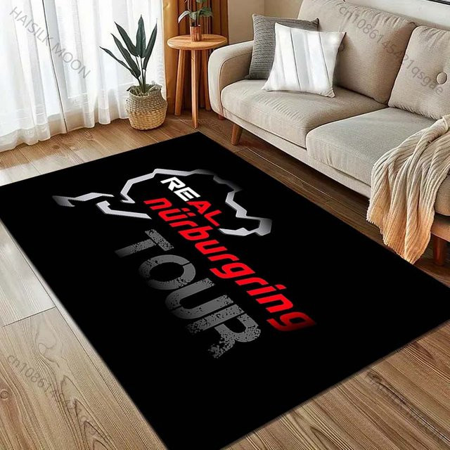 UQIDEHOME Nürburgring F1 Internationale Rennstrecke Teppich, Schwarz, B/T: 60 x 90 cm, rutschfest und waschbar - Bild 1