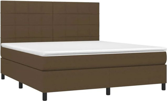 vidaXL Boxspringbett mit Matratze und LED-Unterbettbeleuchtung in Dunkelbraun, Hybrid-Bett mit USB-Ladeport und Taschenfederkern, B/T: 160 x 200 cm - Bild 1