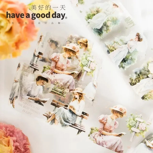 Washi Tape Dekorationsmaterial Spring Girl Design, 1 Rolle, Multicolour, Breite: 60 mm, Länge: 2 m - Bild 1