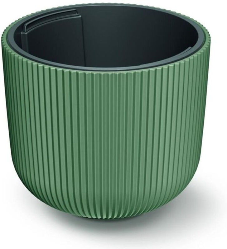 Buri 6er Set Milly Übertopf mit Rillen Design in Grün und Mehrfarbig, runde Kunststoff Blumenkübel für deine Garten Dekoration - Bild 1