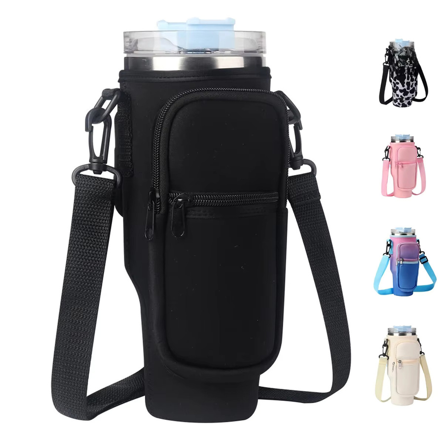 Leeseph Wasserflaschen-Tragetasche für Stanley 40oz Tumbler mit Griff und verstellbarem Schultergurt, Schwarz - Bild 7