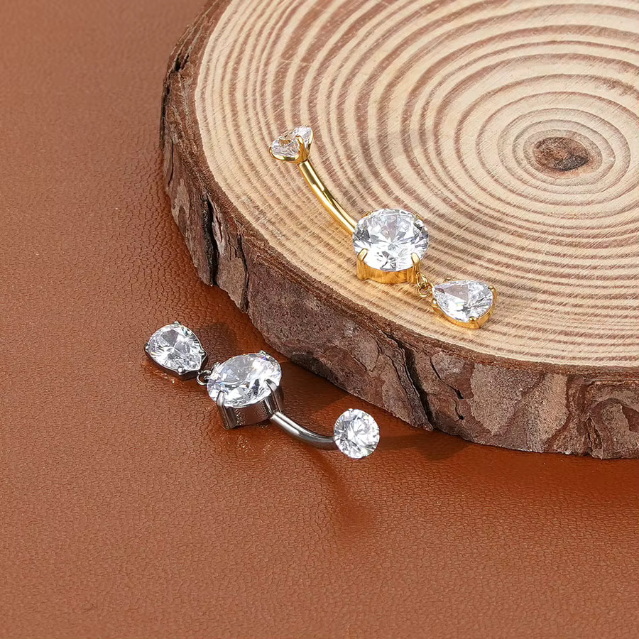 Xpircn Bauchnabelring Titan, Kristall Zirkonia, Damen - Bild 2