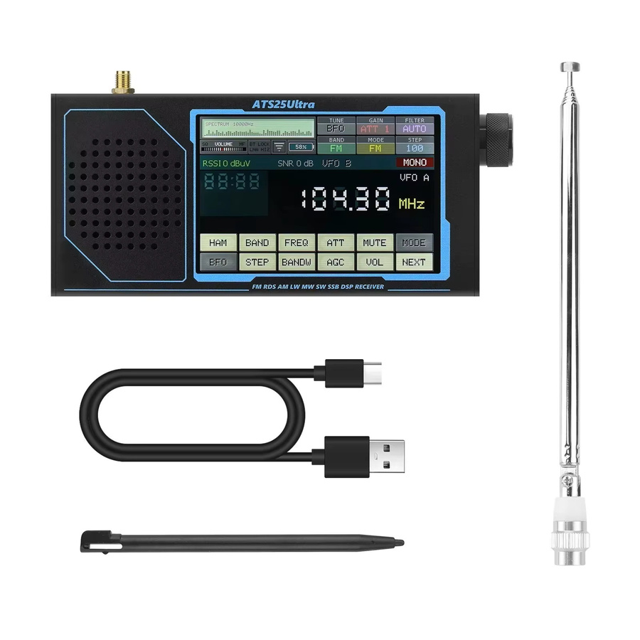 CMAOS ATS25 ULTRA SDR Empfänger mit 4-Zoll-Touchscreen, Bluetooth und WiFi, Schwarz - Bild 2