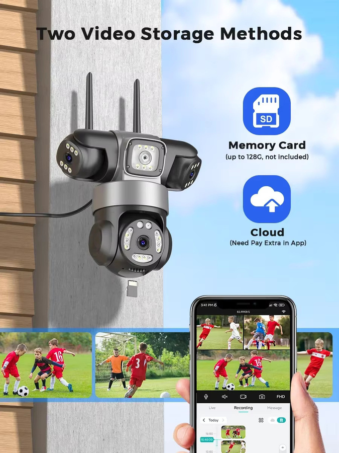 Abuntu iCsee Wifi Überwachungskamera Outdoor mit 12MP 6K Auflösung, Drei-Objektiv-System und Nachtsicht, inklusive Menschenerkennung und Tracking - Bild 5