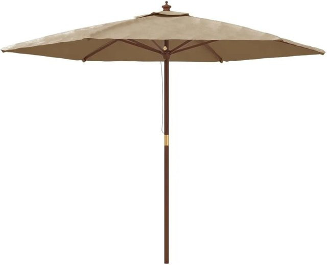 vidaXL Sonnenschirm mit Holzmast aus Bambus und Hartholz in Taupe, B: 299 cm, T: 240 cm - Bild 1