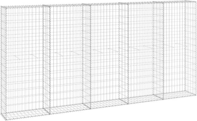 vidaXL Gabionenwand mit Abdeckung aus verzinktem Stahl in Silber, B/T/H: 300 x 30 x 150 cm - Bild 1
