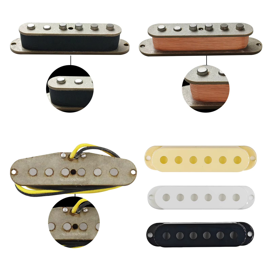 PHRILAM Grey Fiber Bobbin Vintage Alnico5 Single-Coil Pickup für E-Gitarren im ST-Stil in Grau und Mehrfarbig - Bild 4