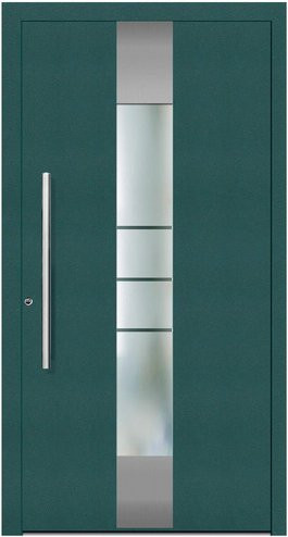 KNOCK Aluminium-Haustür Terra Nova in Moosgrün mit Glaseinsatz, modern und beschichtet, Höhe: 210,0 cm, Breite: 110,0 cm, Tiefe: 70,0 cm - Bild 1