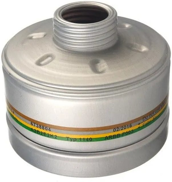 Dräger Gasfilter 1140 A2B2E2K2 mit Rd40 Anschluss in Silber - Bild 1