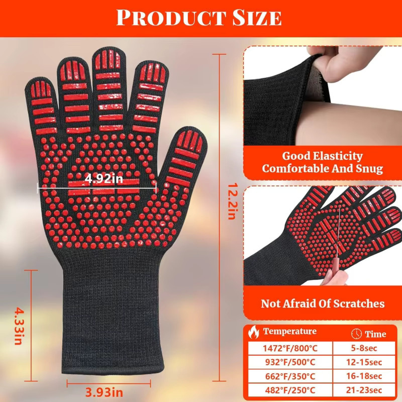 Hitzebeständige Grillhandschuhe von INMAICH in Rot, feuerfeste und rutschfeste Küchenofenhandschuhe zum Kochen, Braten und Backen - Bild 6