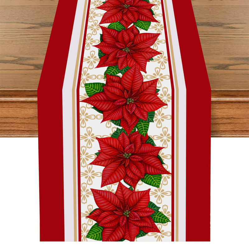 Huiran Weihnachts-Tischläufer aus Polyester in Hellgelb für Weihnachten und Neujahr - Bild 2