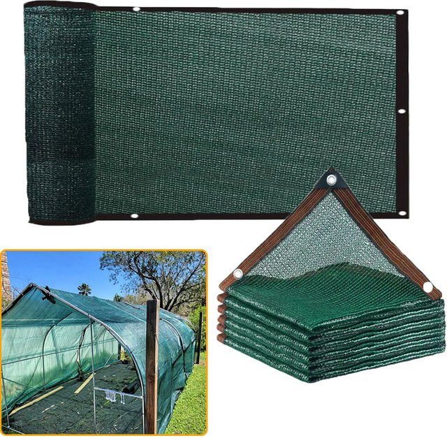 Tewango Sonnenschutz Netz Segel aus HDPE in Dunkelgrün mit 3 Befestigungspunkten für Garten und Pool - Bild 1
