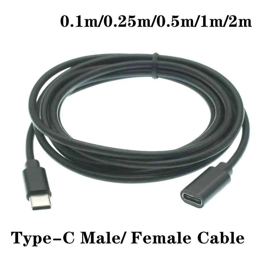 UXG USB-C Verlängerungskabel Typ-C Stecker auf Buchse für Schnellladung und Datentransfer, Schwarz - Bild 2