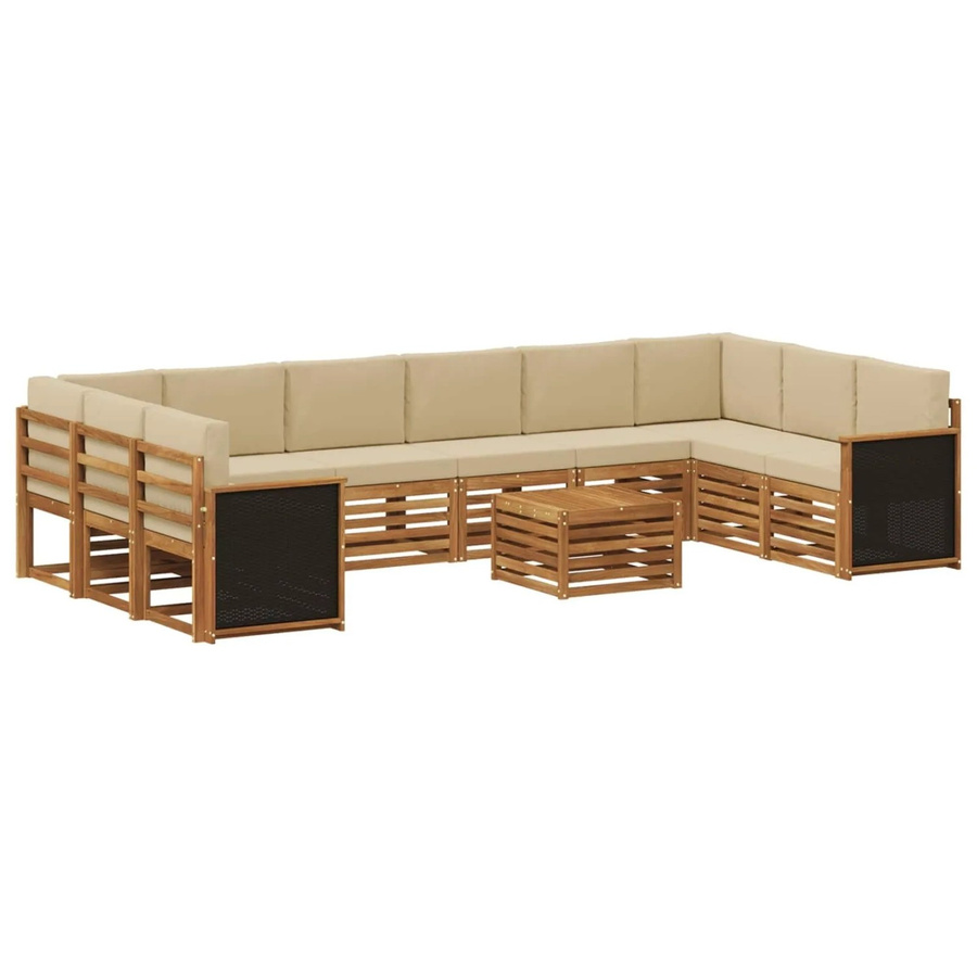 vidaXL Outdoor-Sofagarnitur aus Akazienholz mit 8 Kissen in Natur-beige - Bild 2