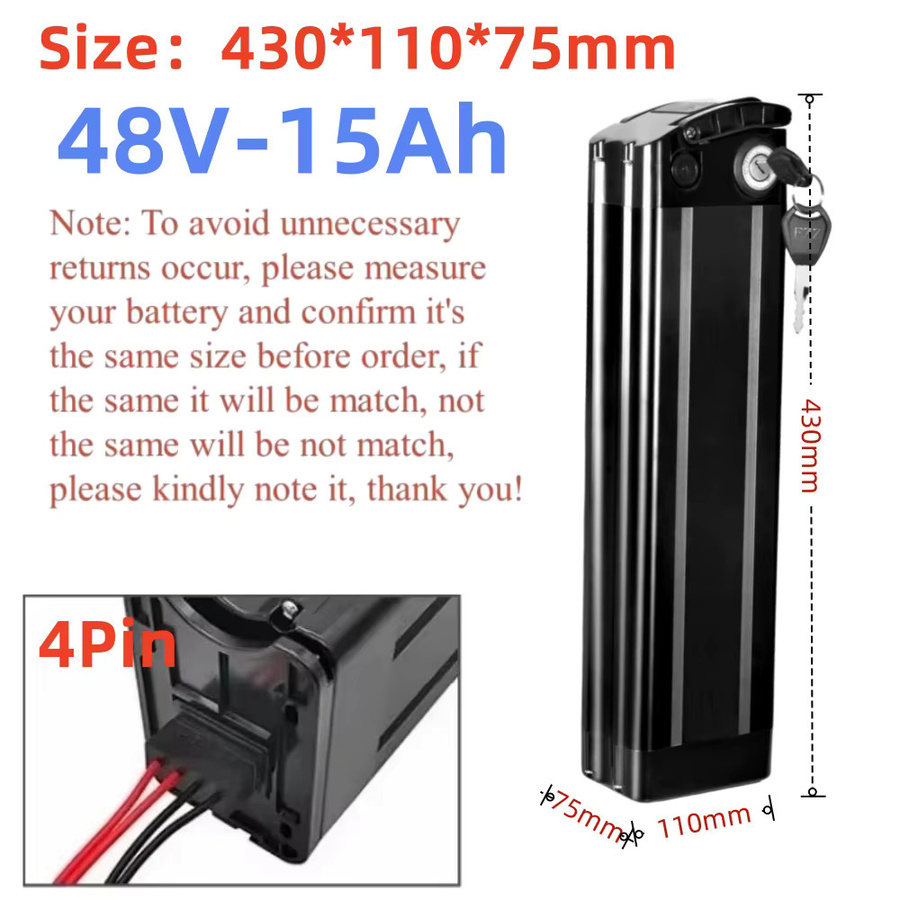 Aleaivy Silverfish E-Bike-Akku 48V mit BMS und 54,6V 2A Ladegerät in Schwarz für 350W-1000W Motoren, passend für BURCHDA R8S Pro und JINGHMA R8 Pro - Bild 8