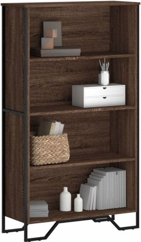 Bücherregal Vidaxl in Braun im Industrial Design aus Holzwerkstoff und Metall, B/T/H: 80 x 31 x 137,5 cm - Bild 1