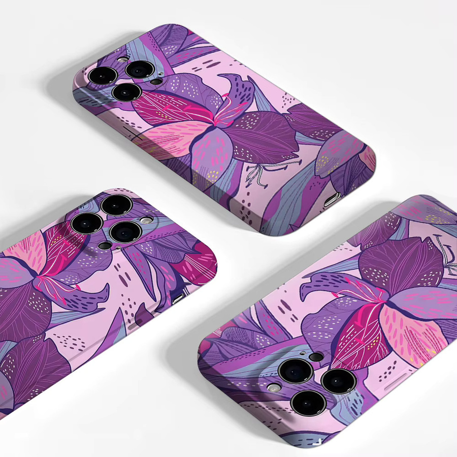 Handyhülle Floral Fantasy in Lila und Pink für Apple iPhone 17 16 15 14 13 12 11 Pro Max Plus mit doppelschichtiger Rückseite - Bild 3