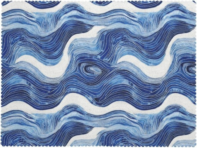 JMG Household Supplies Tischdecke mit geometrischem Meeresmuster in Marineblau und Weiß, rechteckig, waschbar, B/T: 140 x 100 cm - Bild 1