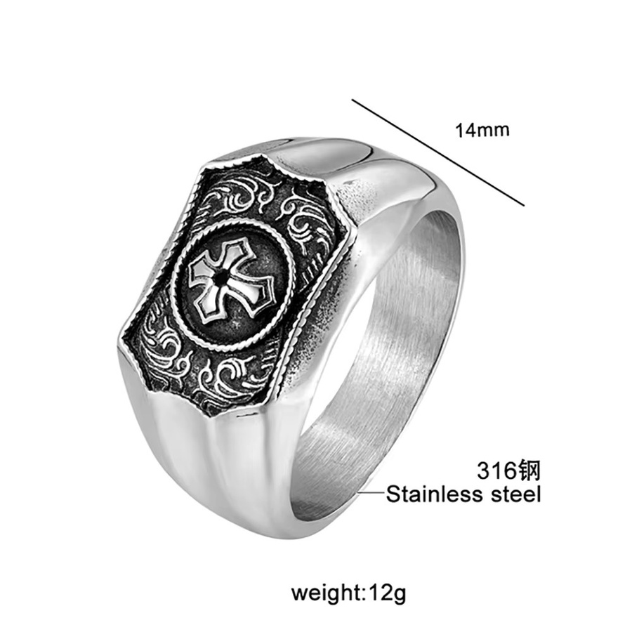 bobo cover Ring Kreuz, Edelstahl, Silber, Unisex, Vintage - Bild 4
