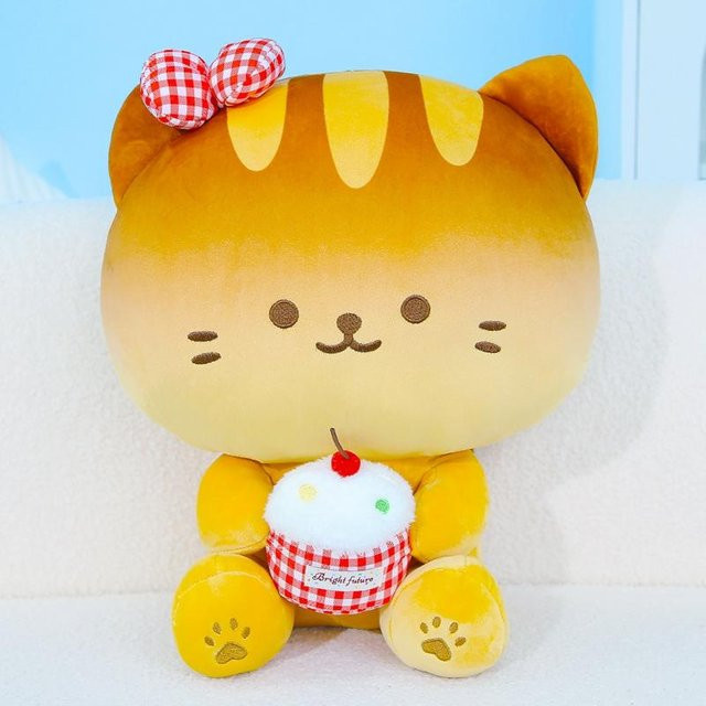 Yiran toy Kätzchen Plüschtier, Keks Katze Kissen, 40cm, Gelb - Bild 1