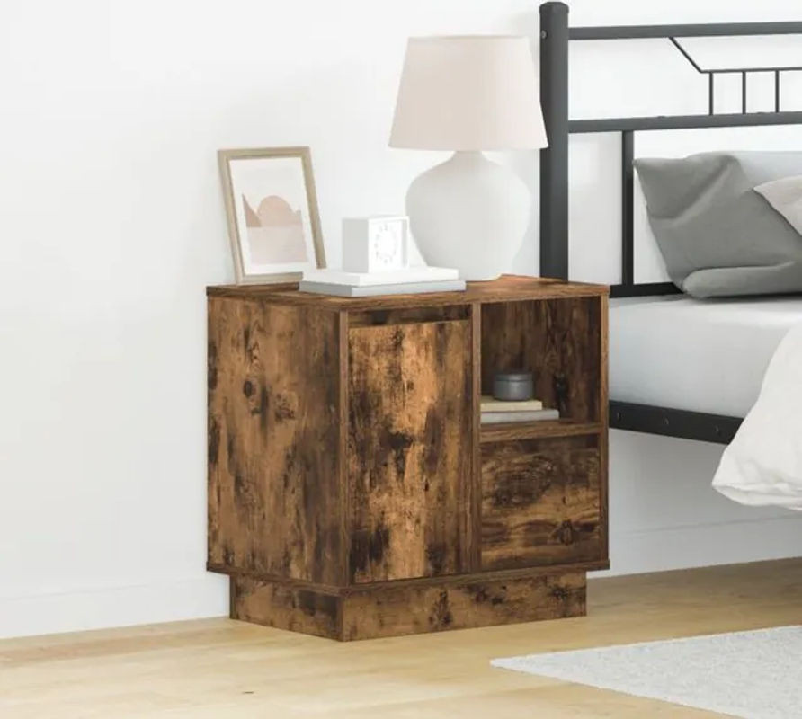 Vidaxl Nachttisch Set 2er Pack Räuchereiche Braun Modern Minimalistisch Industrial aus Holzwerkstoff B/T/H: 50 x 34,5 x 50 cm - Bild 1