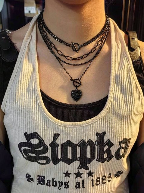 rinhoo Choker Halskette, Schwarz, Metall, Damen, Vintage - Bild 1