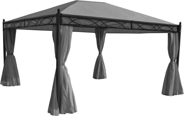 MCW Pergola Calpe Garten Pavillon Grau B x T: 4 x 3 m mit Seitenwand und Moskitonetz - Bild 2