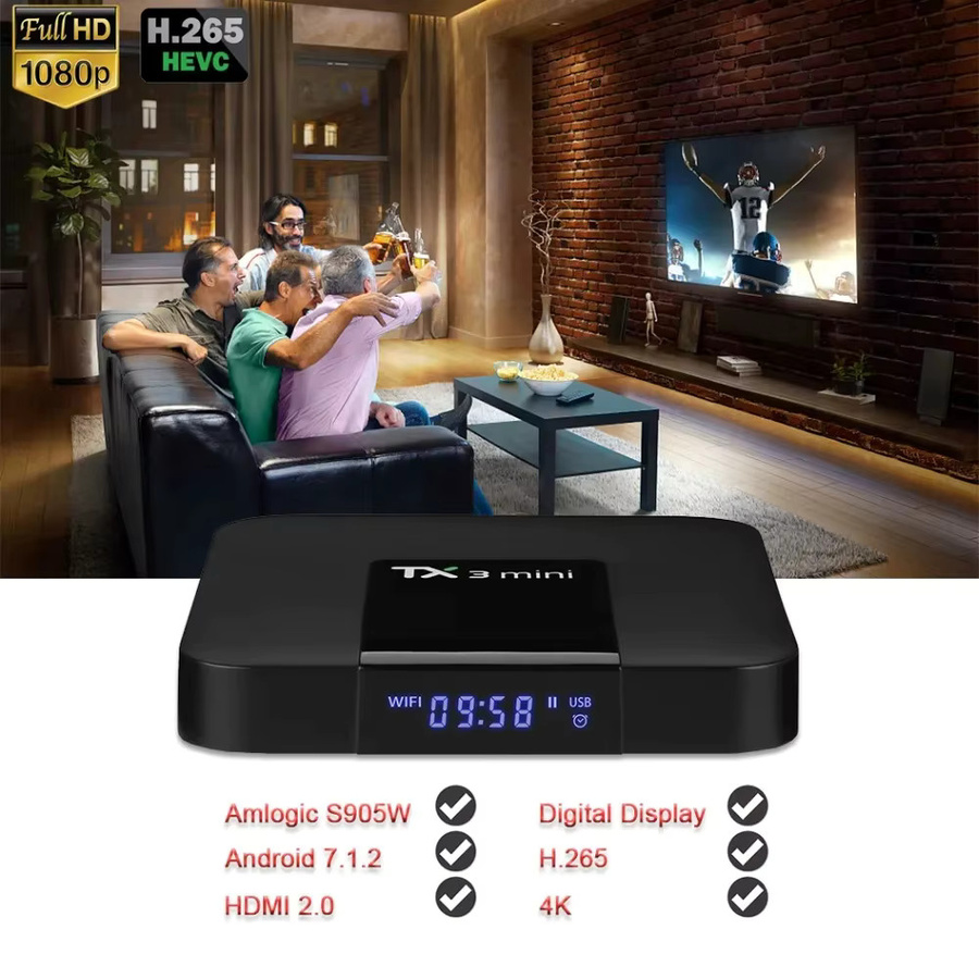 Yggcoo 2025 TX3 Mini 4K Smart TV Box Android 10, Amlogic 3228A, 2GB RAM, 16GB Speicher, 4K UHD, H.265, 2,4G WLAN, Media Player in Schwarz - Bild 4