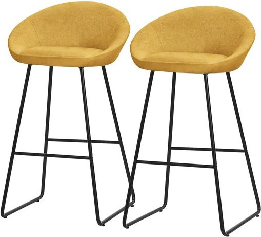 ML-Design Barhocker 2er Set in Senfgelb mit Rückenlehne und Fußstütze, B/T/H: 56 x 50 x 94 cm - Bild 1