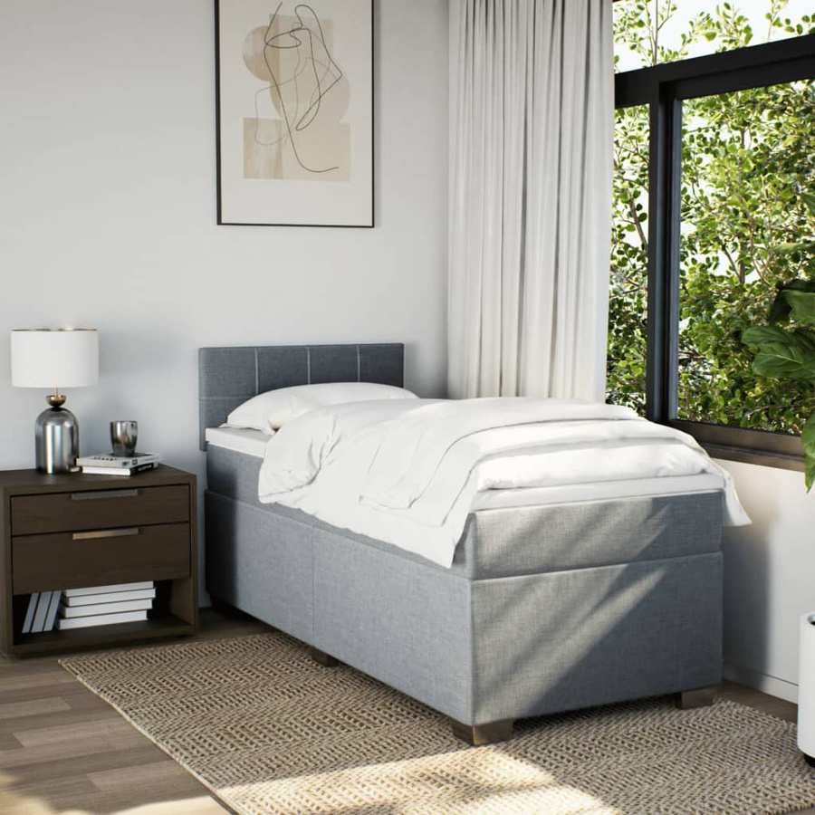 vidaXL Boxspringbett mit Matratze Hybrid-Design in Hellgrau, B/T: 100 x 200 cm - Bild 4