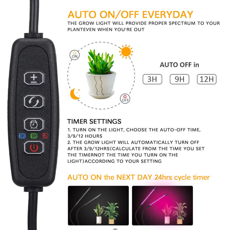 HONGQI USB-LED-Pflanzenwachstumslicht mit vollem Spektrum, 10 dimmbare Stufen und Timer-Funktion für Innenbereich und Hydrokultur-Gewächshaus - Bild 3