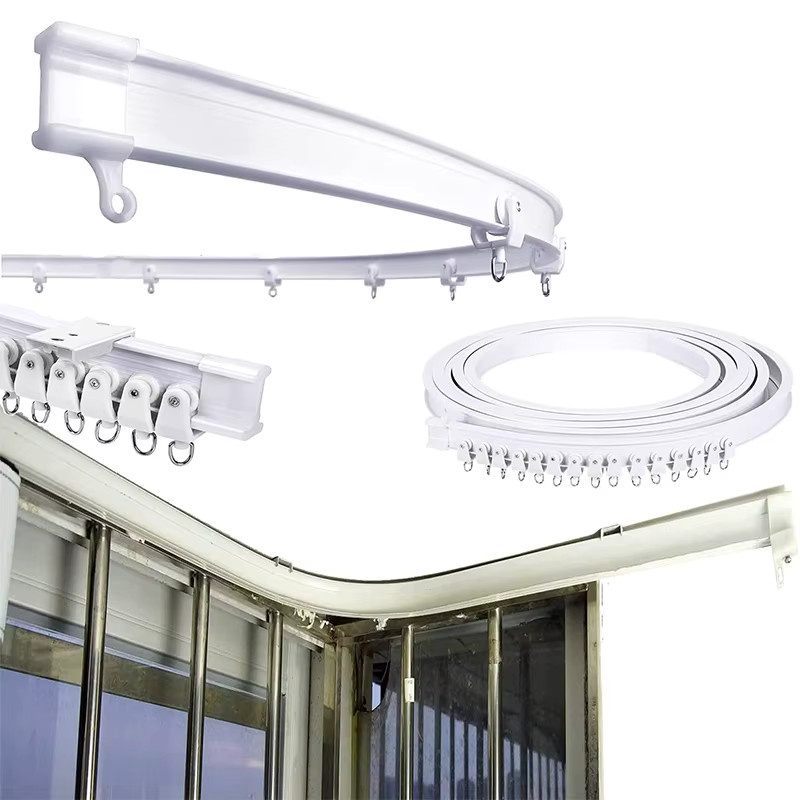 Selbstklebende und flexible Vorhangschiene in Weiß für Wand- oder Deckeninstallation, geeignet als Fenster- oder Raumteiler und für Wohnmobile - Bild 2