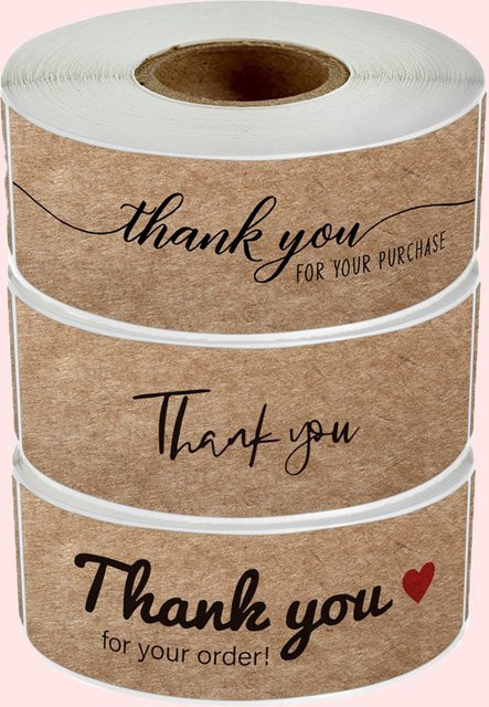 120 Stück TYFYO Dankeschön für Ihre Bestellung Aufkleber aus braunem Kraftpapier, rechteckige Siegelaufkleber für Shop und Geschenke - Bild 1