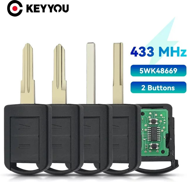 KEYYOU Funkschlüssel 433 MHz für Opel Vauxhall Corsa C Combo Tigra B Meriva, 2 Tasten, Schwarz, 5WK48668 - Bild 1