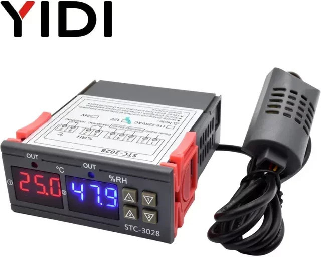 YIDIELE STC-3028 LED Digital Thermostat Temperatur Feuchtigkeit Controller in Schwarz - Bild 1