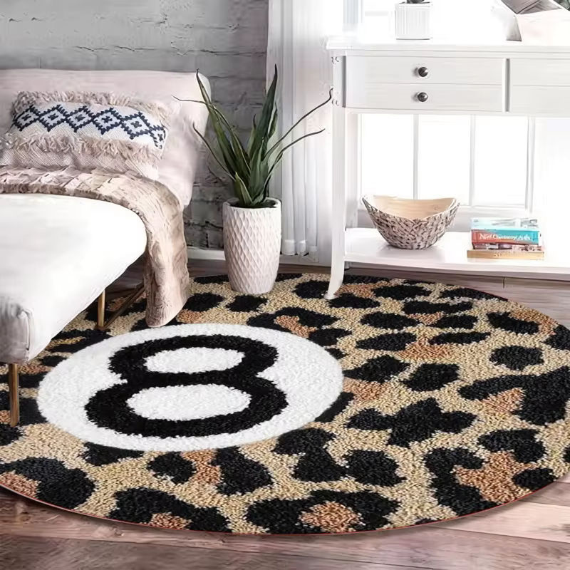 VIKAMA Runder Teppich mit Leopardenmuster in Multicolour für Wohnzimmer und Schlafzimmer, Durchmesser: 60 cm - Bild 4