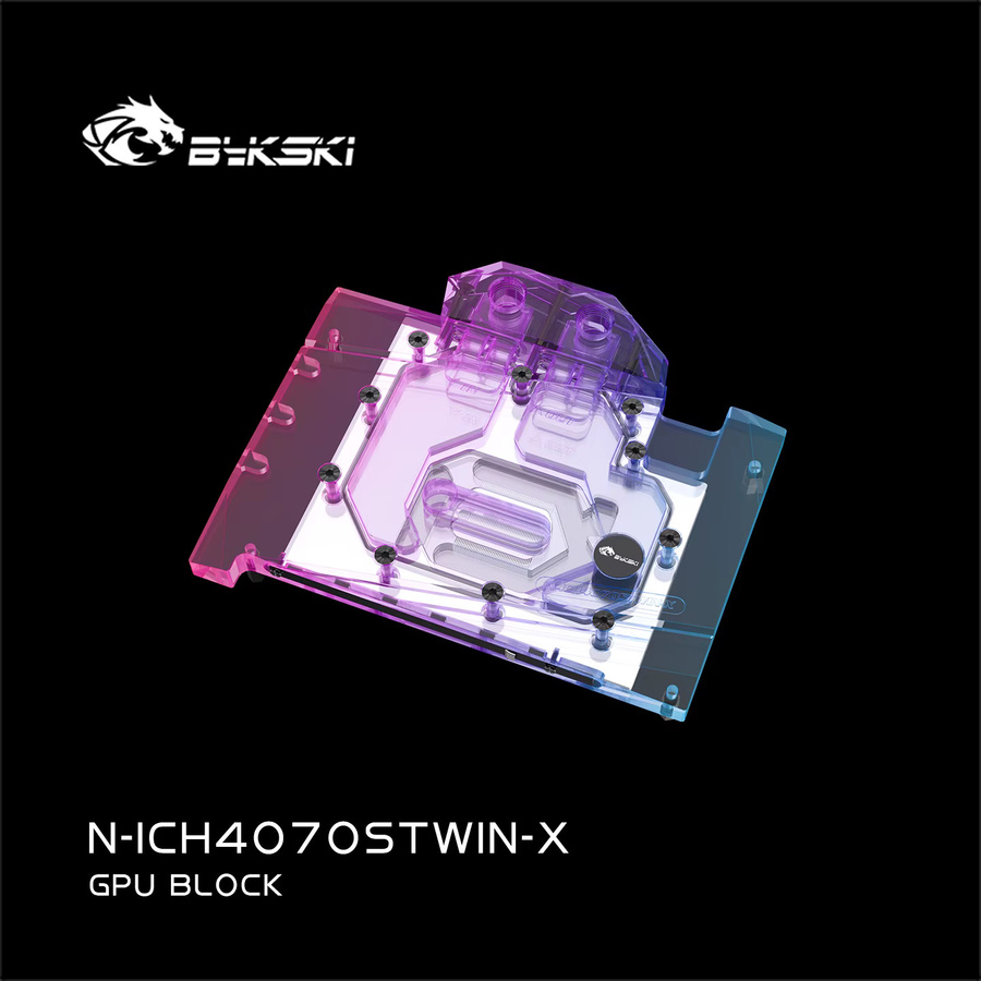 Bykski GPU-Wasserblock N-ICH4070STWIN-X für INNO3D RTX 4070 SUPER TWIN X2 und RTX 4070 Ti ICHILL X3 mit dichten Wasserstraßen, transparent - Bild 2