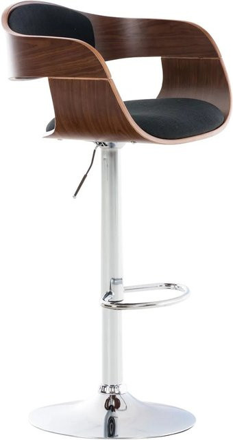 DELUKE Barhocker NADAN höhenverstellbarer Barstuhl mit Lehne, drehbar, Stoff Walnuss/schwarz, B/T/H: 50 x 48 x 88 cm - Bild 1