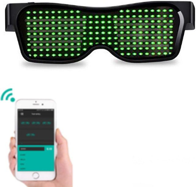 Smartglasses LED-Brille, Vollrand, rechteckig, Kunststoff, grün - Bild 1