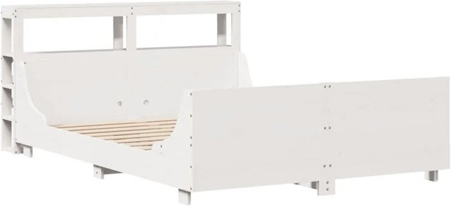 vidaXL Massivholzbett aus Kiefernholz in Weiß, rustikales Bettgestell ohne Matratze, B/T/H: 100–120 x 200 cm - Bild 1