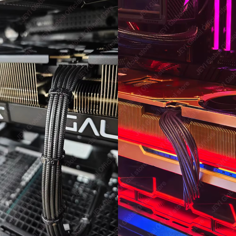 JEYI 12VHPWR auf 2/3/4x8 Pin Adapter Stromkabel für RTX 4090/4080/4070 und 5090/5080/5070 Grafikkarten, Schwarz - Bild 4