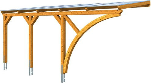 Skan Holz Carport Eifel in Eiche hell, B/T: 300 x 541 cm, Firsthöhe: 262 cm, farbbehandelt braun - Bild 3