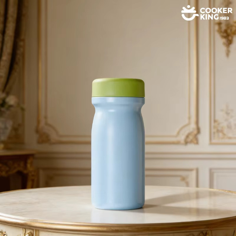 COOKER KING Thermoskanne und isolierte Sport-Wasserflasche aus Edelstahl und PP, 350 ml, Weiß und Blau - Bild 2