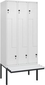 C+P Z-Spind Classic PLUS Sitzbank mit 6 Fächern und Sicherheits-Drehriegel, Farbe: Grau, B/T/H: 212,0 x 90,0 x 81,5 cm - Bild 1