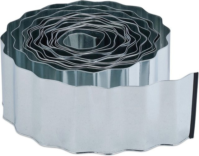 Relaxdays Rasenkante aus Metall in Silber, flexibel und verzinkt, Höhe: 16 cm, Länge: 12 m - Bild 1