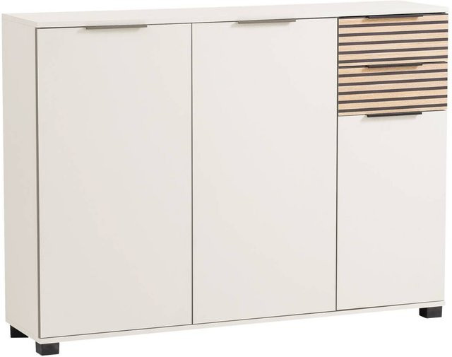 Schuhschrank Alexa Möbelpartner in Creme Beige mit Soft-Close-Türen und Schubladen B/H/T: 141,9 x 105,5 x 35 cm - Bild 1