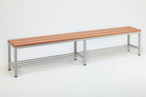 SZAGATO Umkleidebank mit Sitzfläche aus Buche und Stahlgestell in Grau, B/H/T: 30 x 42 x 200 cm - Bild 1